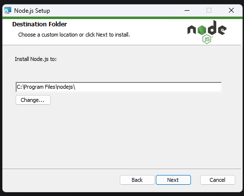 node.js setup